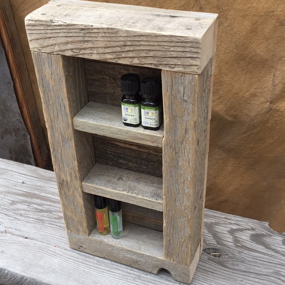 Handmade Rustic Barn Wood Essential Oil Shelf - Picture 2 of 9
